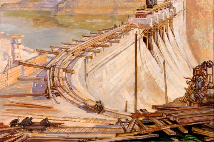 Robert Borlase Smart's Construction of Burrator Reservoir, early 1900s, one of The Box exhibits at Number 10 Downing Street. Picture by The Box, Plymouth.