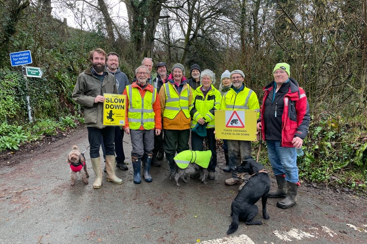 Toad patrol volunteers Sam Skevington (first row, no 1). Lynne Paterson (first row, no 4).  Mike Pearey (first row, no 6). 