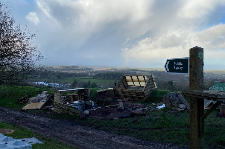 Location near Totnes left damaged after forceful eviction of caravan site.