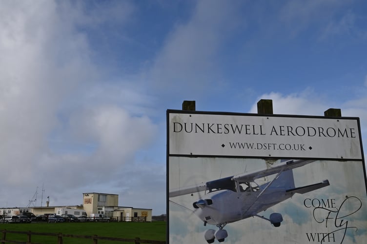 Dunkeswell Aerodome. A parachutist tragically died at the airfield on the afternoon of February 28