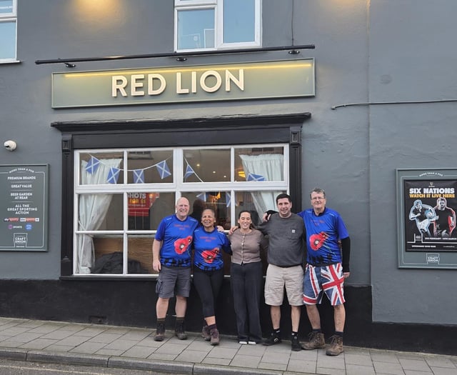 Devon pub's  epic  walk raises  over £6,000 for Poppy Appeal 