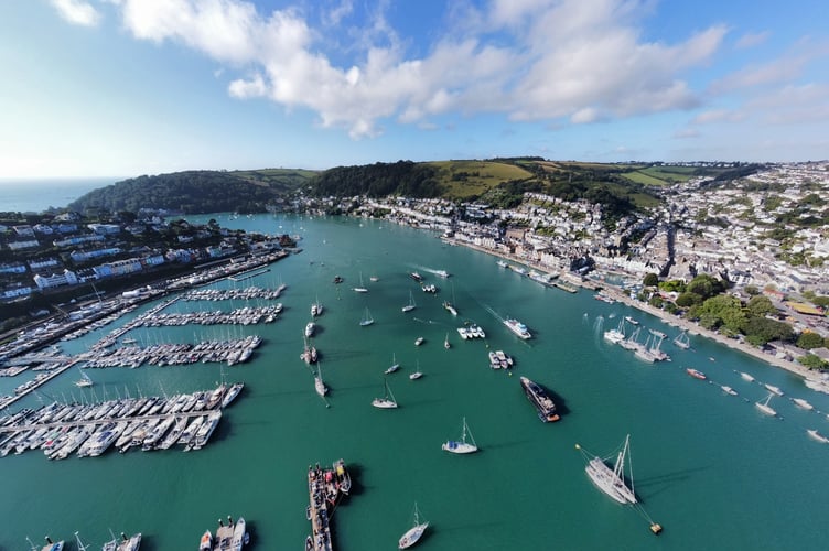 Facing down river above - busy