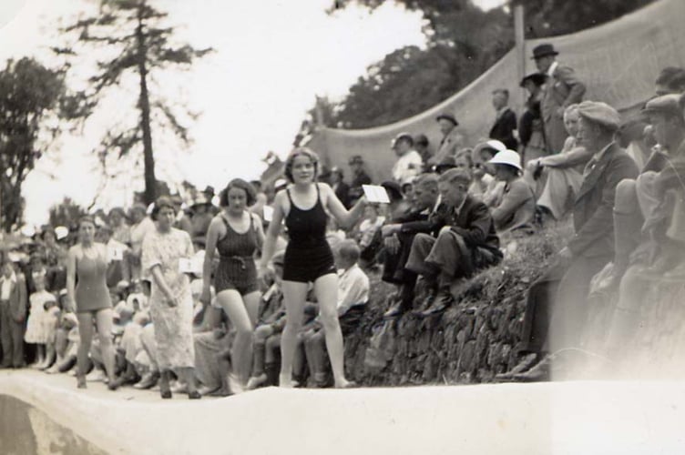 1935  British Legion fete at Widdicombe House, Stokenham. The Bathing Belle Parade