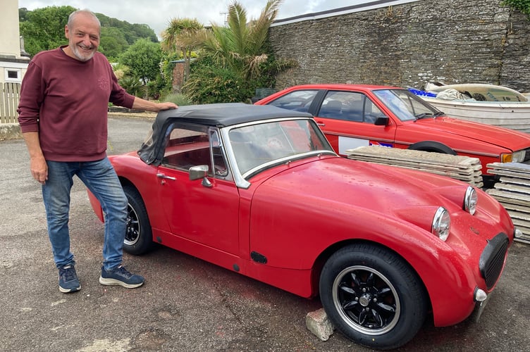 Kevin by his Austin Healey Sprite
