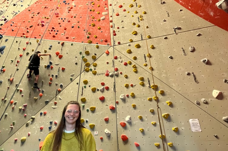 Ike Green at the climbing wall in Plymouth Life Centre. Picture by Alison Stephenson