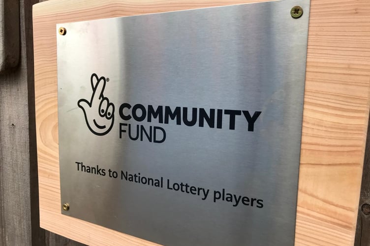 National Lottery Community Fund plaque at LandWorks site