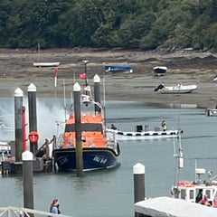 Smoke seen as boat fire breaks out behind Salcombe lifeboat